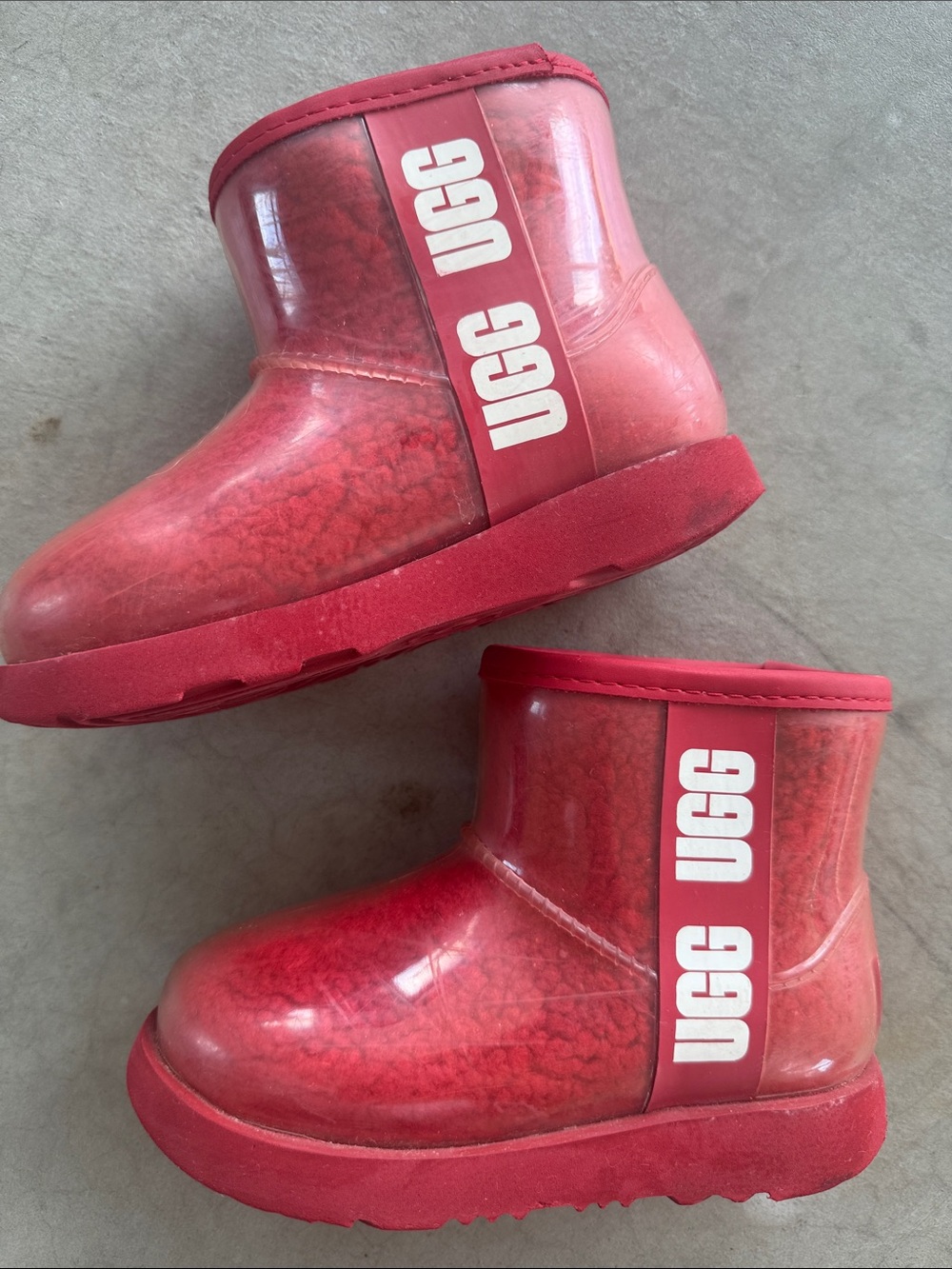 UGG Kids Red Clear Short Rain Boots